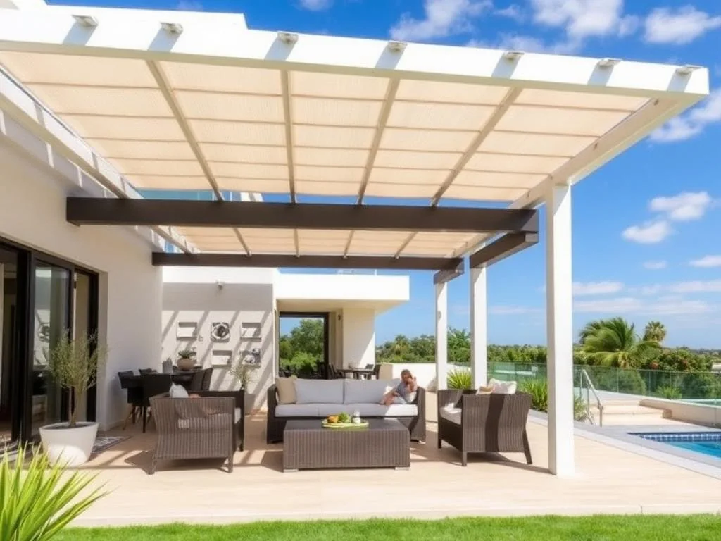 Motorlu hareketli lamelli bioklimatik pergola sistemi