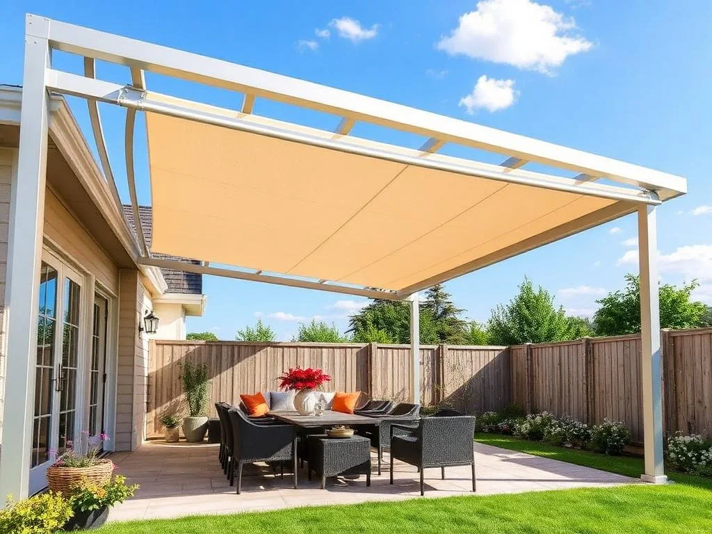 Bahçe ve teras için motorlu pergola tente gölgelendirme sistemi