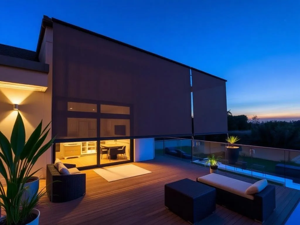 Pergola yanları için rüzgâra dayanıklı motorlu zip perde sistemi
